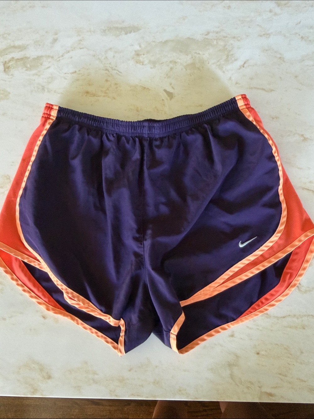 Nike Women's Purple Athletic Shorts with Coral Trim